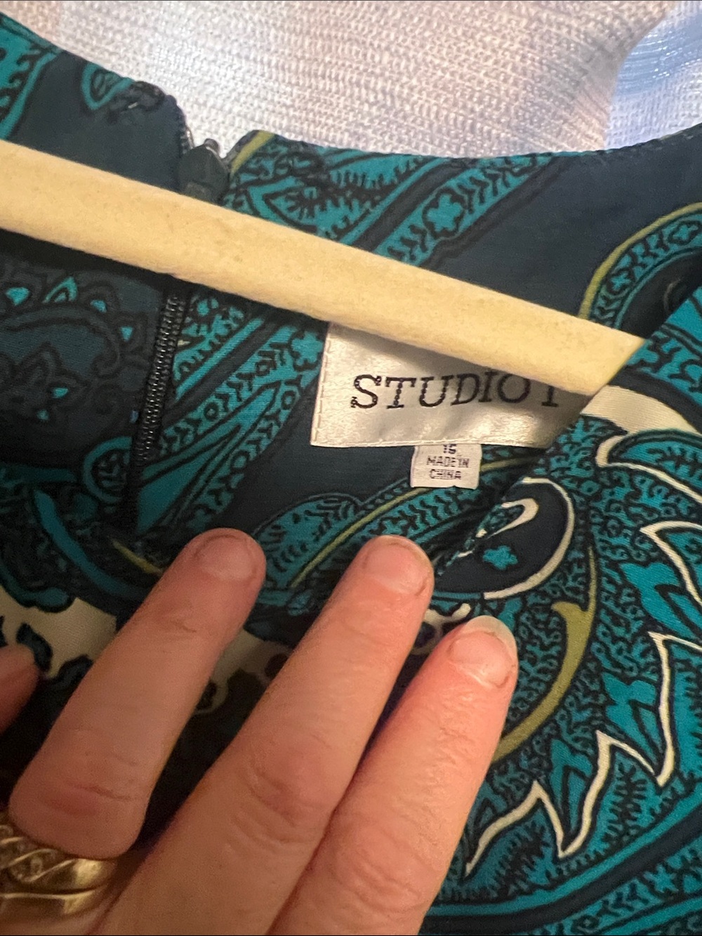 Studio Teal, Black & Cream Paisley A-Line Dress - Picture 2 of 3